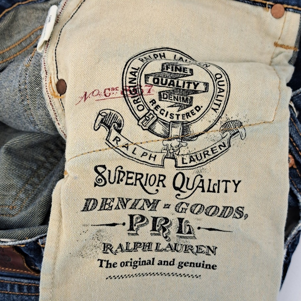 Polo Ralph Lauren Straight Leg Jeans Mens 36x32 Blue Medium Wash Distressed - Picture 5 of 11
